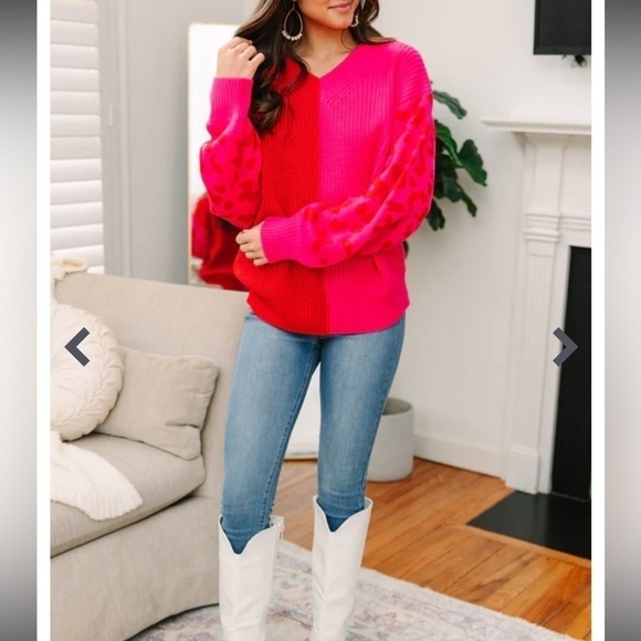 chicsoul Sweaters - Double Duty Hot Pink Colorblock Sweater